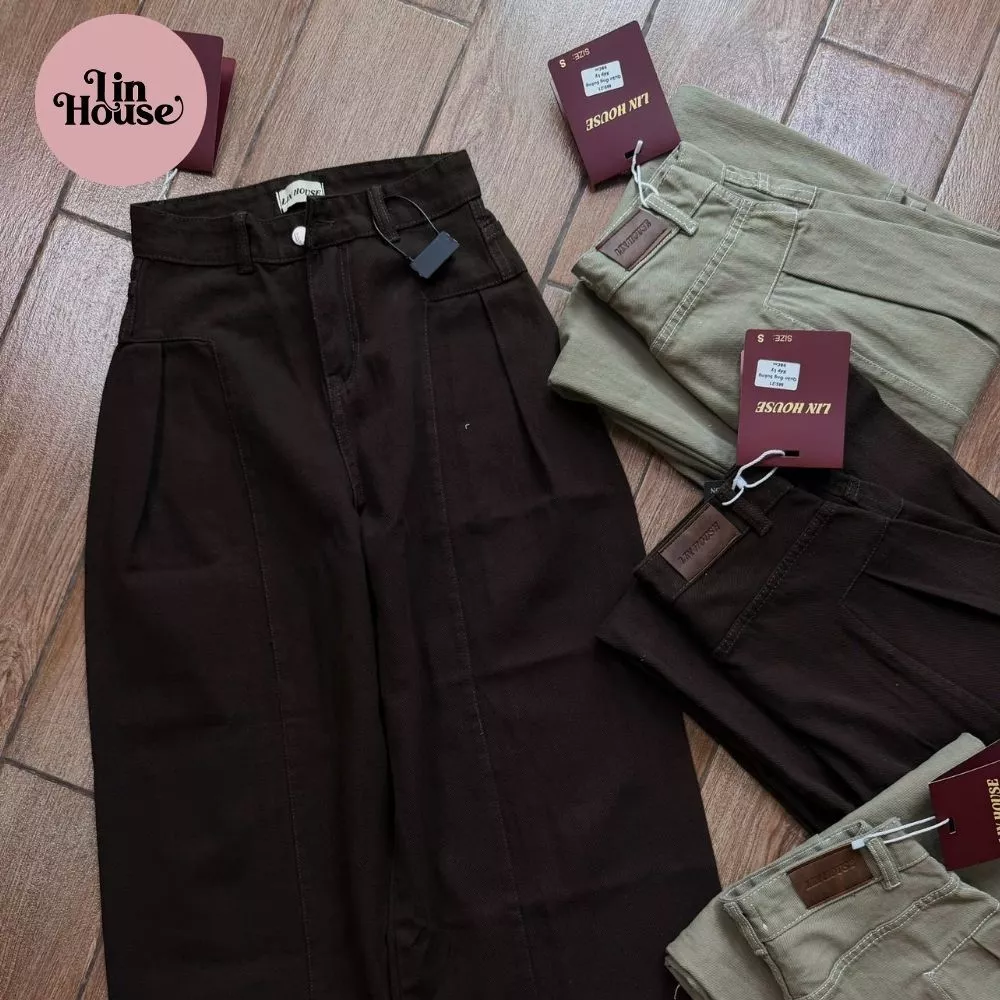 (MÃ 21) Quần Jean Nữ Suông Xếp Ly 2 Bên – Quần Jeans Ống Rộng Lưng Cao Dài 97–103cm, Tôn Dáng Dễ Phối