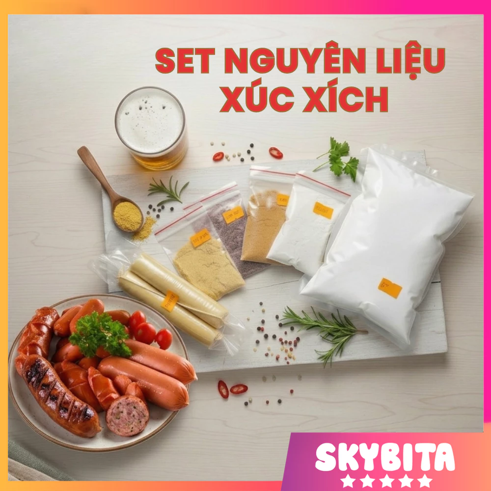 Set Gia Vị Làm Xúc Xích Đức Công Thức Chuẩn Cho 4Kg Xúc Xích, Kèm Hướng Dẫn Sử Dụng Dễ Làm Ngay Trong Lần Đầu Tiên