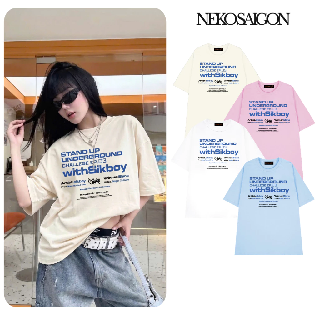 Áo thun tay lỡ form rộng unisex Neko.sg ATL412