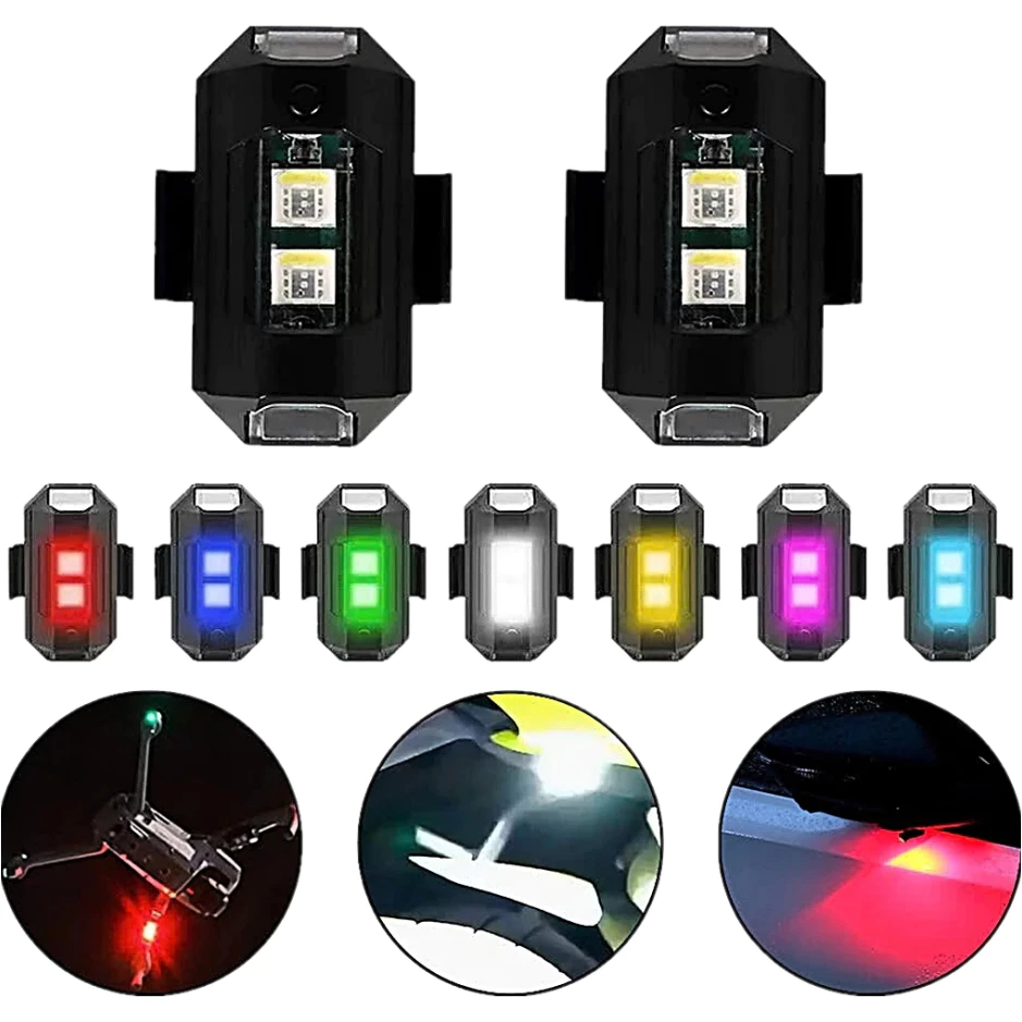 MERGELANE Đèn cảnh báo khẩn cấp cho xe hơi, 32 chế độ, đèn hậu LED 7 màu, có thể sạc lại.