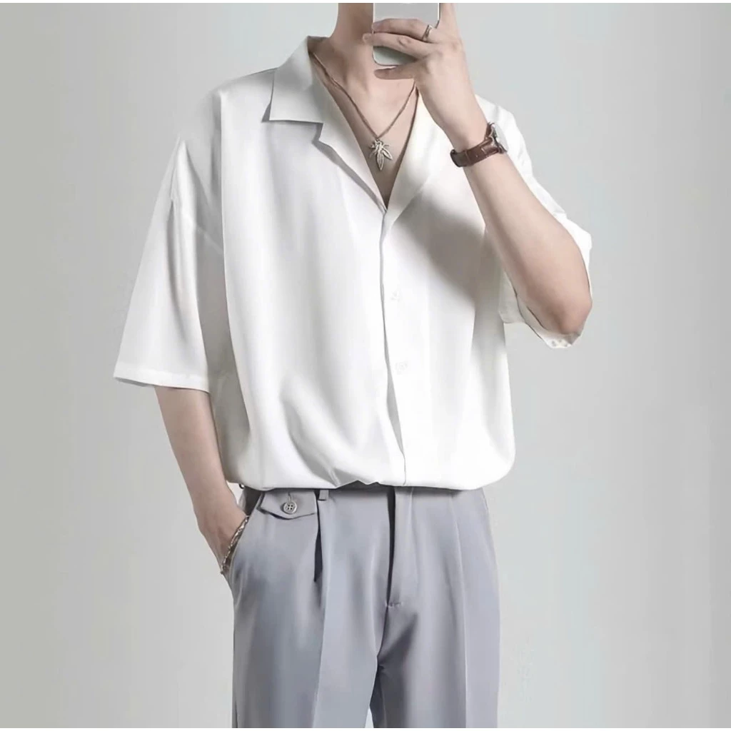 Áo Sơ Mi Nam Cổ VEST Cộc Tay, Thời Trang Nam Sang Trọng , Đơn Giản , Lịch Sự