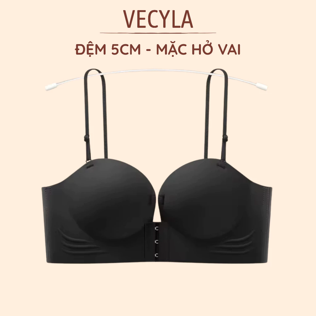 Áo ngực nữ VECYLA A 946, áo lót không dây cài trước đệm dày 5cm siêu nâng ngực bản to che mỡ thừa kèm dây vai
