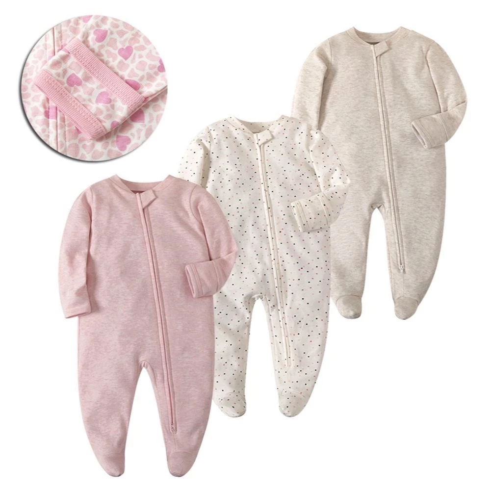Bé sơ sinh Romper Pyjamas 2WayZipper 100% bông vật liệu Bodysuit 0-24M