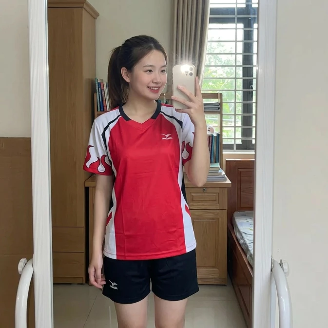 Bộ quần áo bóng đá, thể thao nam nữ , màu đỏ tay lửa S1 in tên số theo yêu cầu, form rộng