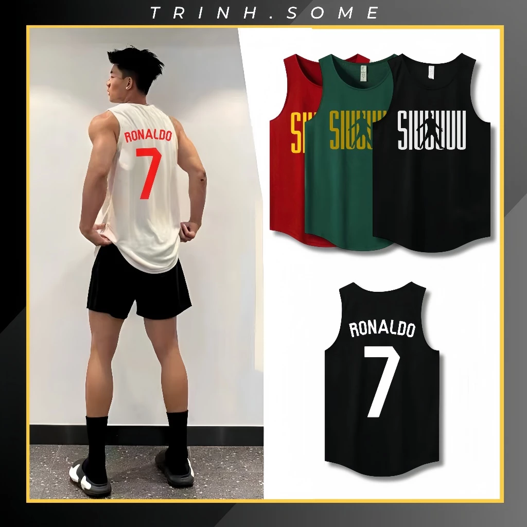 Áo Ba Lỗ Thể Thao Nam Nữ Tanktop Cổ Tròn Sát Nách In Chữ SIUUU Số 7 Cá Tính Mạnh Mẽ Phù Hợp Bóng Đá Bóng Chuyền. Mã: BL
