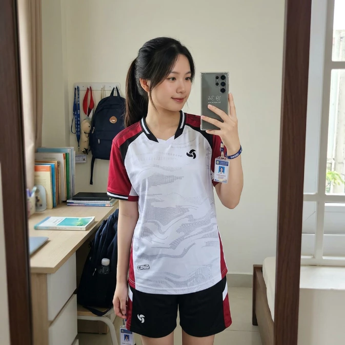Bộ Quần Áo Nam Nữ Và Trẻ Em Xoáy Đỏ Trắng In Tên Số Cho Đội Theo Yêu Cầu Thoáng Khí Đủ Size