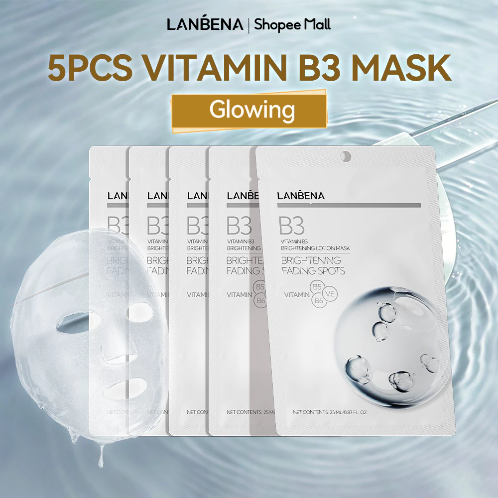 LANBENA Combo 50 miếng mặt nạ (25ml) -dưỡng da Vitamin C mặt nạ dưỡng ẩm B5, giúp làm sáng da, dưỡng ẩm, Skincare