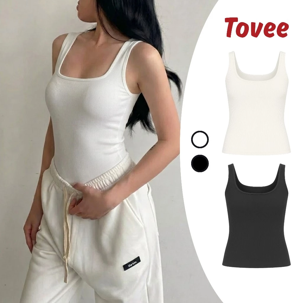 Áo THUN SÁT NÁCH CỔ VUÔNG DÁNG DÀI Ôm Body Chất Thun Gân Dày DD14, Áo Thun Nữ Kiểu Trơn Mềm Mát TOVEE