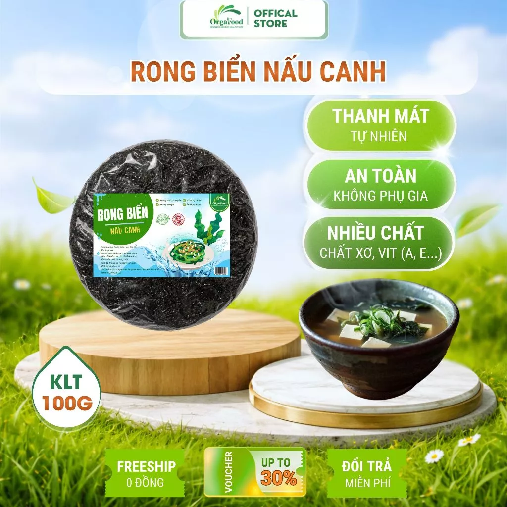Rong Biển Nấu Canh Orgafood [LOẠI NGON], Túi 100g Làm Rong Biển Cháy Tỏi, Đặc Sản Nha Trang