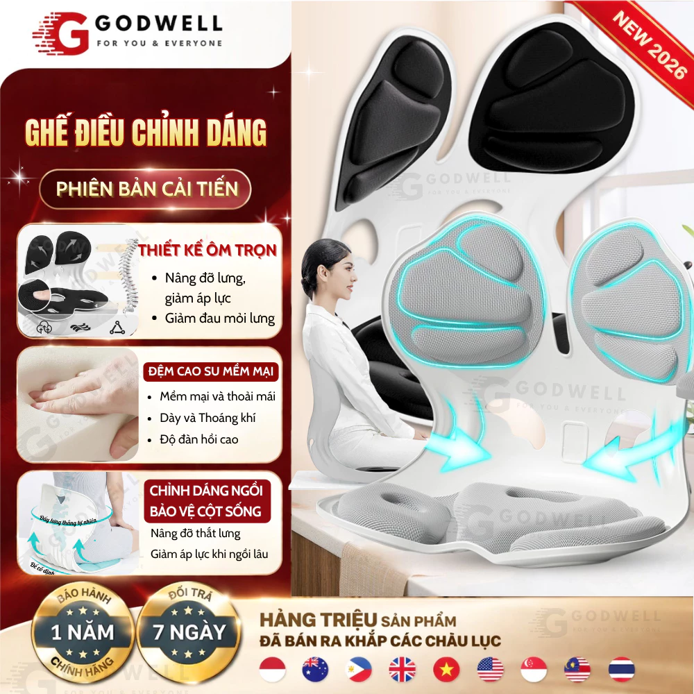 Ghế Điều Chỉnh Tư Thế Ngồi Chống Gù Lưng, Ghế Công Thái Học Ứng Dụng 4 Sáng Chế Giảm Đau Mỏi Lưng
