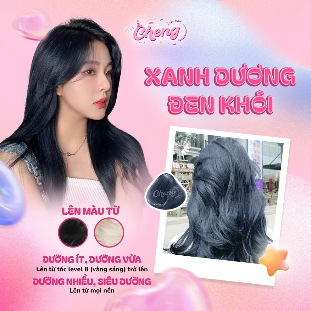 Thuốc Nhuộm Tóc Màu XANH DƯƠNG ĐEN KHÓI, Xanh Đen Khói Không Tẩy | Chenglovehair, Chenglovehairs