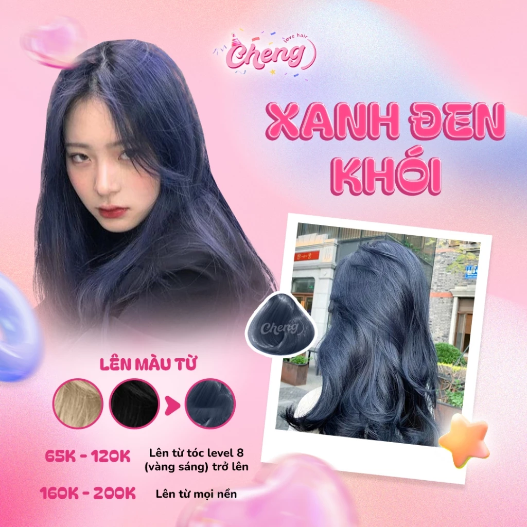 Thuốc Nhuộm Tóc Màu XANH ĐEN KHÓI Không Tẩy | Chenglovehair, Chenglovehairs