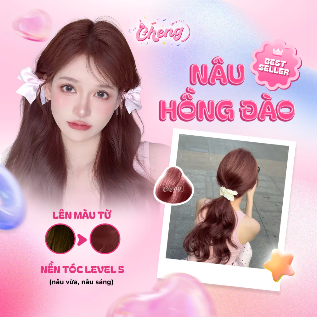Thuốc Nhuộm Tóc Màu NÂU HỒNG ĐÀO Không Tẩy | Chenglovehair, Chenglovehairs