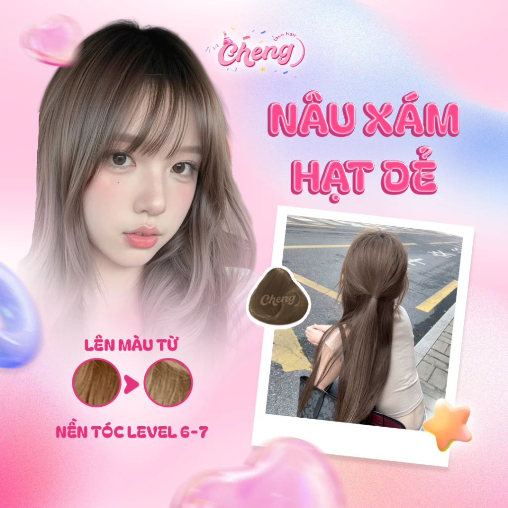 Thuốc Nhuộm Tóc Màu NÂU XÁM HẠT DẺ Không Tẩy | Chenglovehair, Chenglovehairs