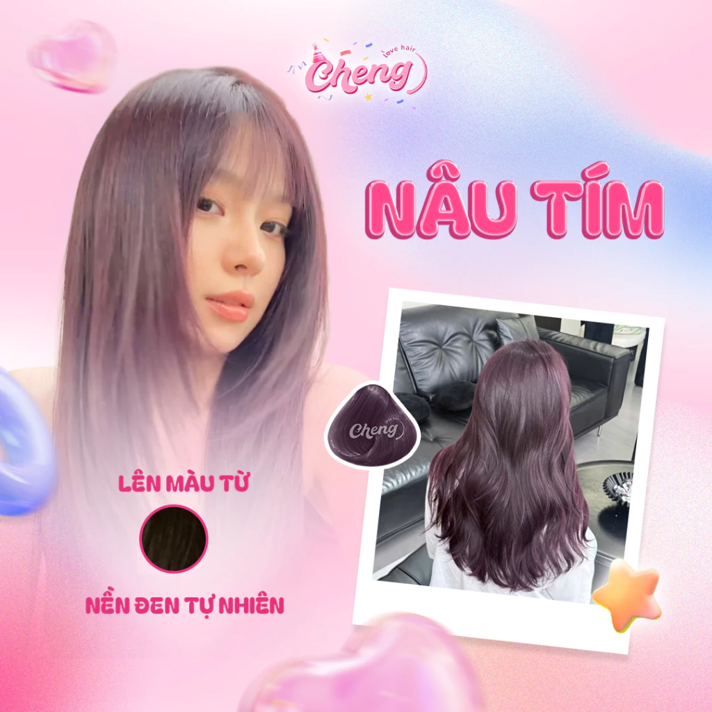 Thuốc Nhuộm Tóc Màu NÂU TÍM Không Tẩy | Chenglovehair, Chenglovehairs