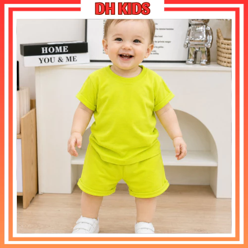 [L02]  Bộ thun lạnh màu mềm mát bảng màu dễ thương cho bé trai bé gái mặt hè từ 6 - 16kg - DH KIDS