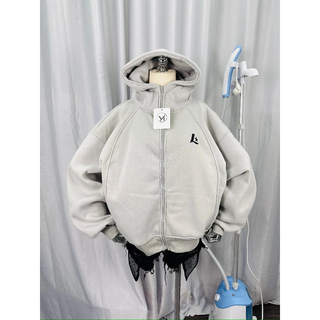 Áo Khoác Hoodie Nỉ Nữ xk Khóa Kéo Thêu L Form Rộng Unisex – Áo Hoodie Zip Dày Dặn, Giữ Ấm Tốt, Phong Cách