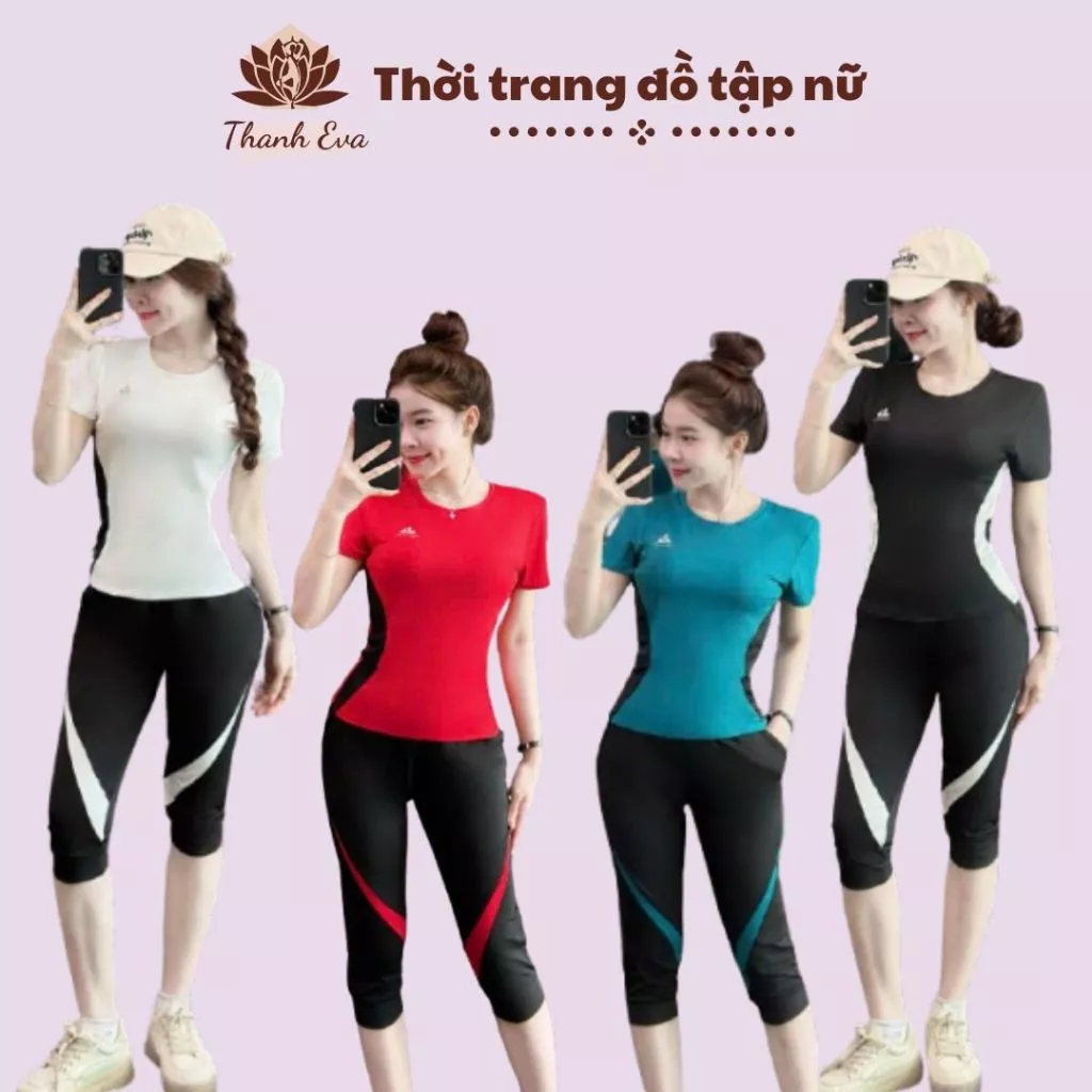 [Siêu sale] Bộ thể thao tập gym, yoga aerobic áo cộc tay quần lửng chất thun lạnh mẫu mới