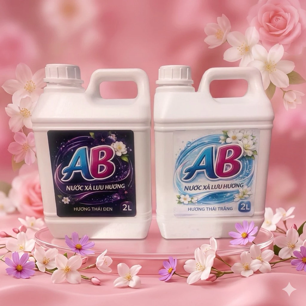Combo 2 Can Nước Xả Vải AB 2L Mềm Vải Giữ Hương Thơm Suốt Ngày Dài Phù Hợp Giặt Tay Giặt Máy
