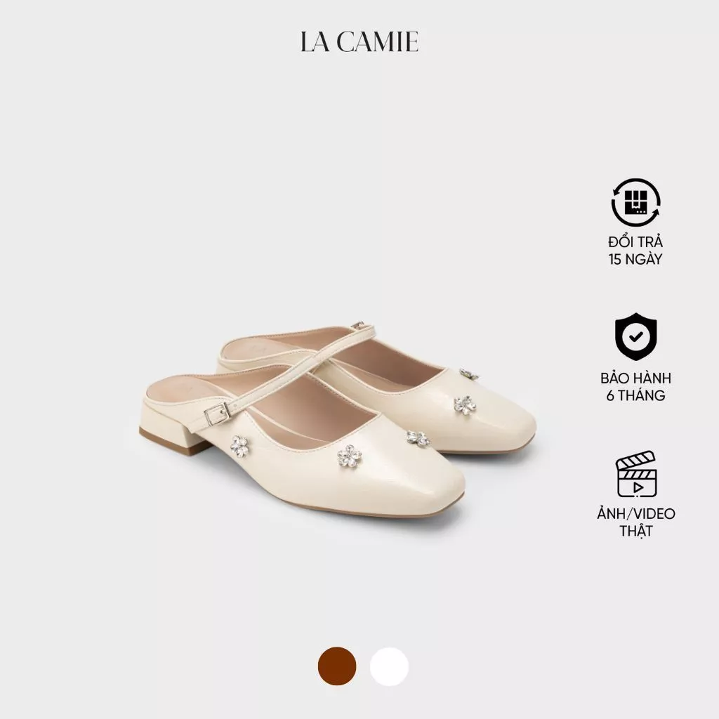 Giày bệt chất liệu da Microfiber ánh bóng với thiết kế trẻ trung hiện đại thương hiệu La Camie GB6B0314
