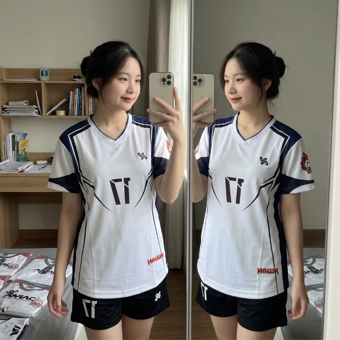 {CÓ IN TÊN SỐ} Áo bóng chuyền nam nữ HAWK TRẮNG VẢI MÈ CAO CẤP, thấm hút mồ hôi – FORM THI ĐẤU CHUẨN