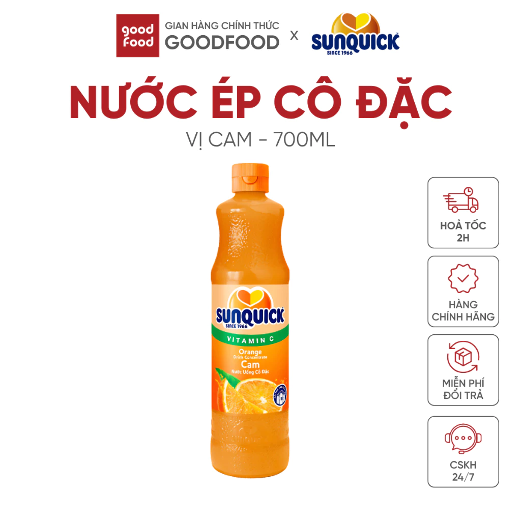 Nước ép trái cây cô đặc Sunquick vị cam 700ml nguyên chất - 1 chai