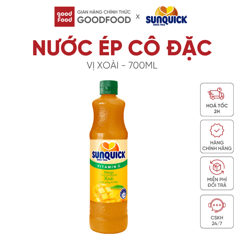 Nước ép trái cây cô đặc Sunquick vị xoài 700ml nguyên chất - 1 chai
