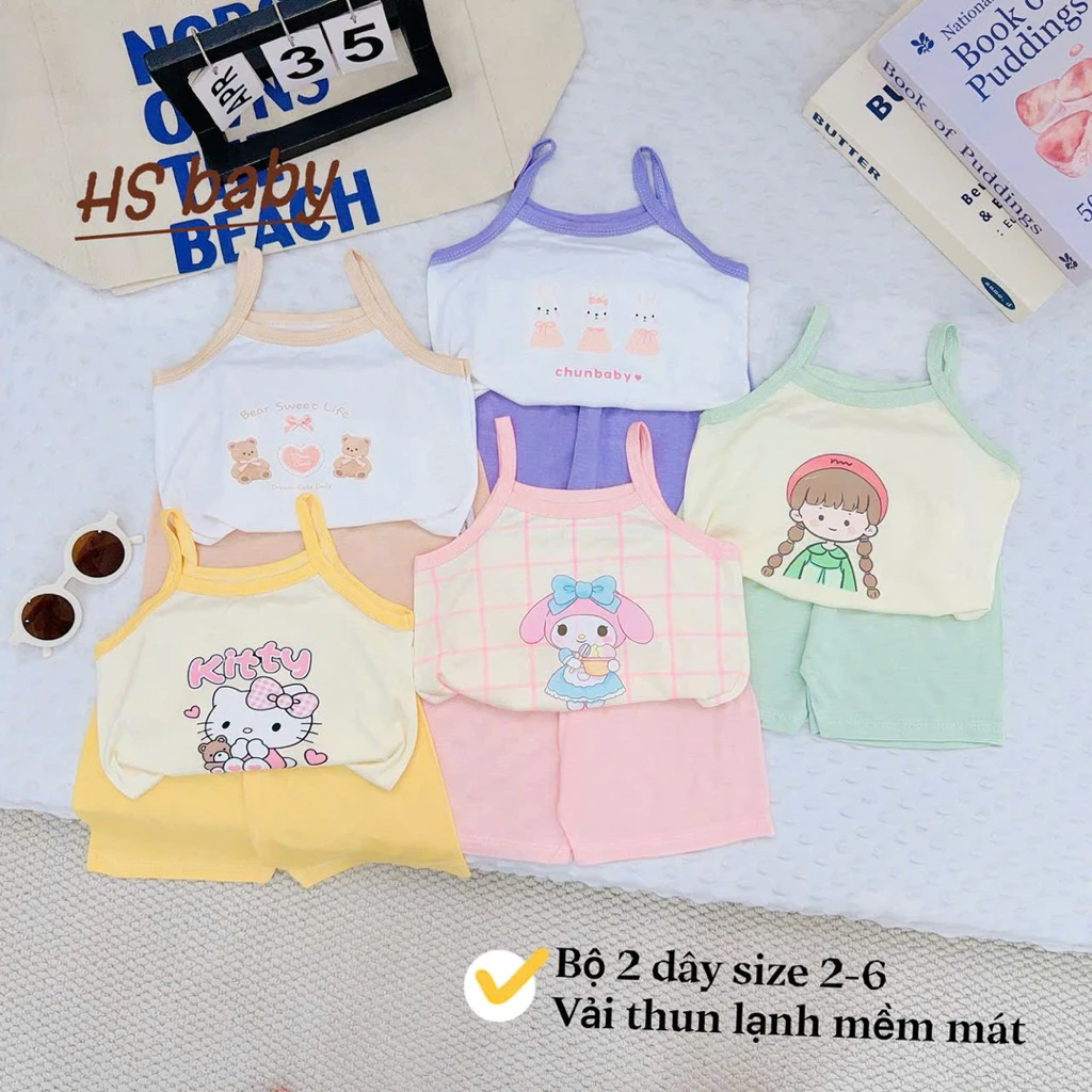 Bộ Hai Dây Thun Lạnh Petit Mềm Mịn - Thoáng Mát Cho Bé gái