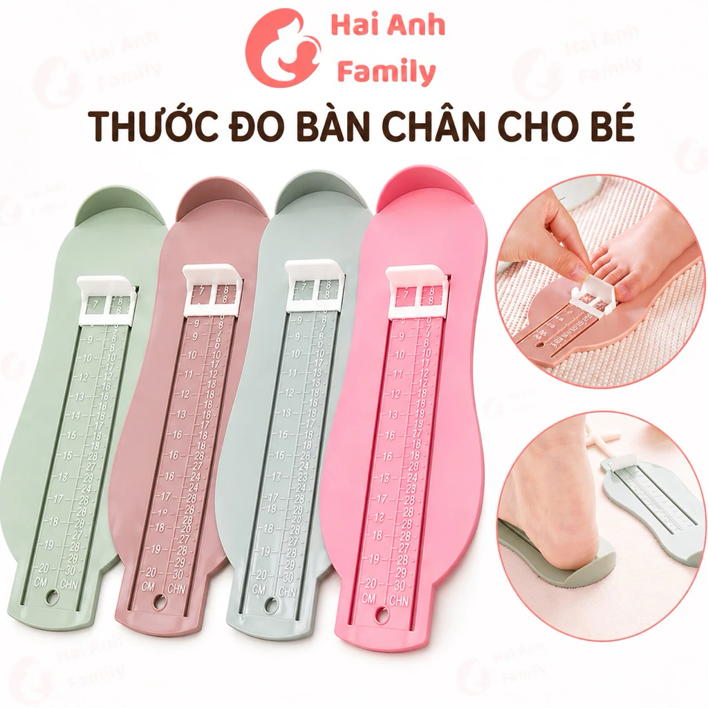 Thước đo bàn chân cho bé, giúp chọn size giày dép chuẩn