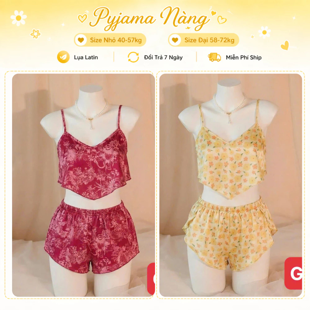 Set Croptop đồ ngủ sexy G1 - Bộ Ở Nhà Xinh Họa Tiết Đen Trắng Vintage  Size 40-72kg