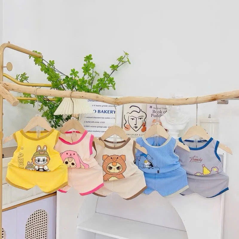 Bộ quần áo ba lỗ chất tăm lạnh MỚI cho bé 5-15kg