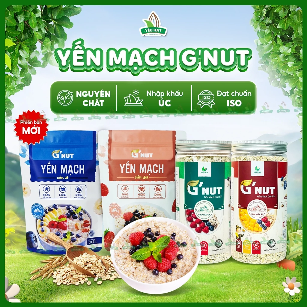 [MUA 2 TẶNG 1] Yến mạch Cán Dẹt/ Cán Vỡ Ăn Liền Úc G'Nut Giảm Cân Dưỡng Da Eatclean Ăn Dặm Gói 500g