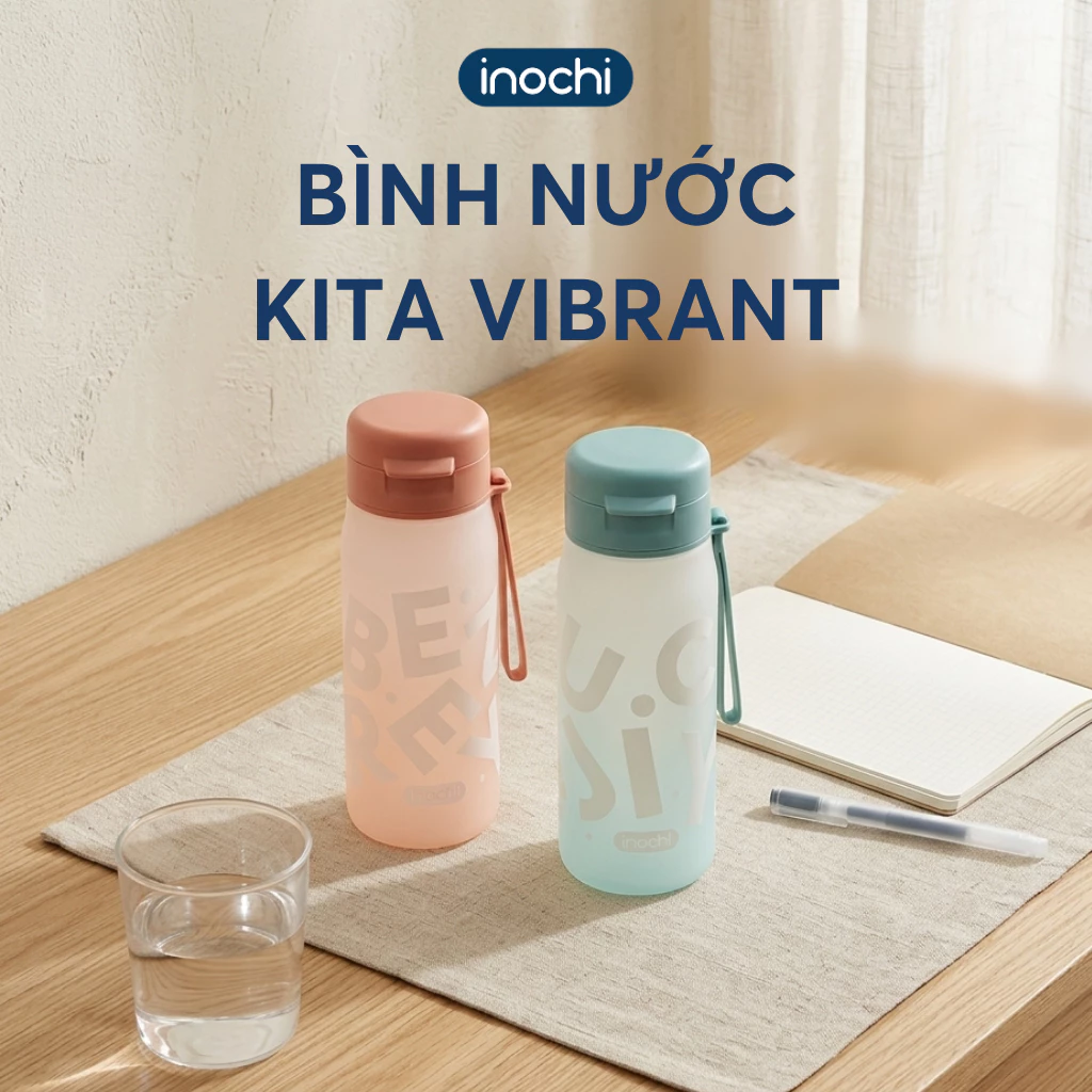 Bình nước Tritan Kita Vibrant/Glow, bình nước chống tràn tiện lợi, mini gọn nhẹ