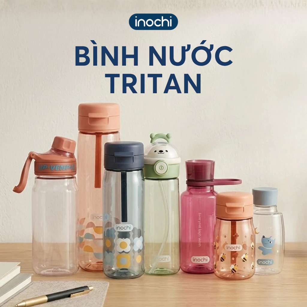 Bình nước nhựa Tritan 350/500/700ml cao cấp INOCHI nguyên sinh kháng khuẩn Ag+ dễ cầm nắm tiện dụng