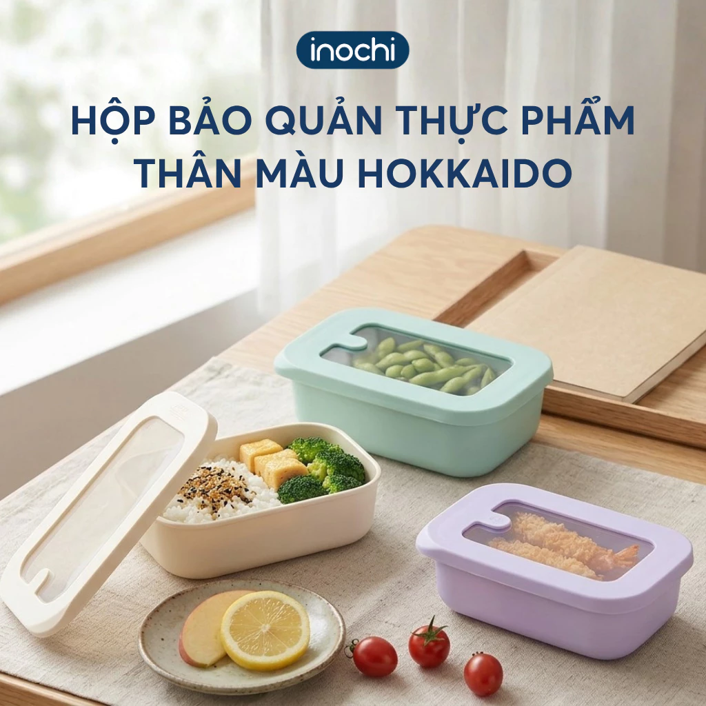 Hộp Bảo Quản Inochi Hokkaido Chính Hãng – Giữ Tươi Rau Củ, Thịt Cá – Nắp Kín Chống Mùi