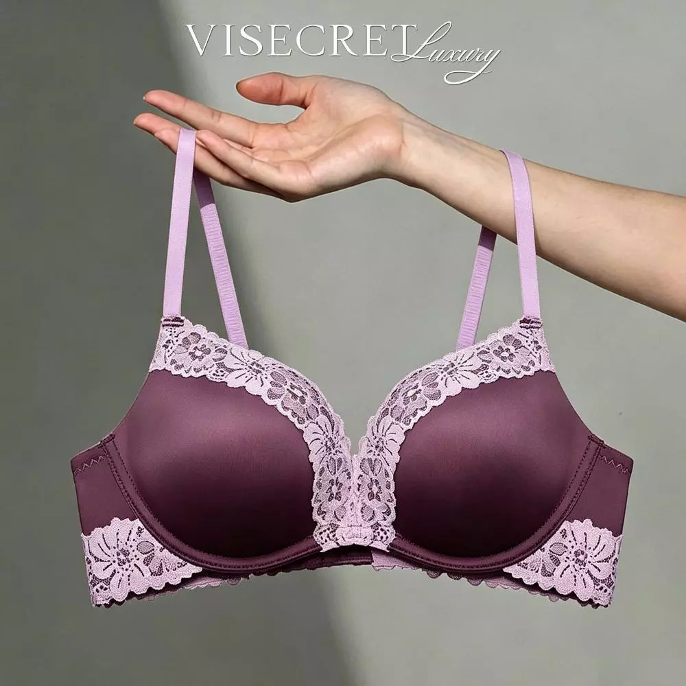 DEAL SAM - VN260450 -- VISECRETBRA Áo Lót Áo Ngực Nữ Chất Su Phối Viền Ren Mút Đệm Dày Độn Nâng Quả Tạo Khe Bản Lưng Nhỏ