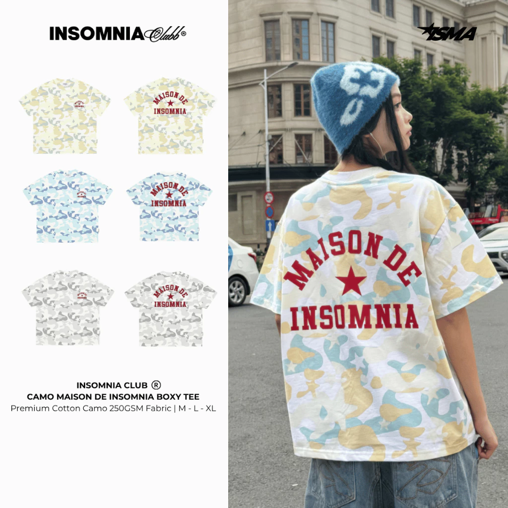 [NEW ARRIVAL] Áo Thun Boxy Camo MAISON DE INSOMNIA Club Cotton 250Gsm - TS075