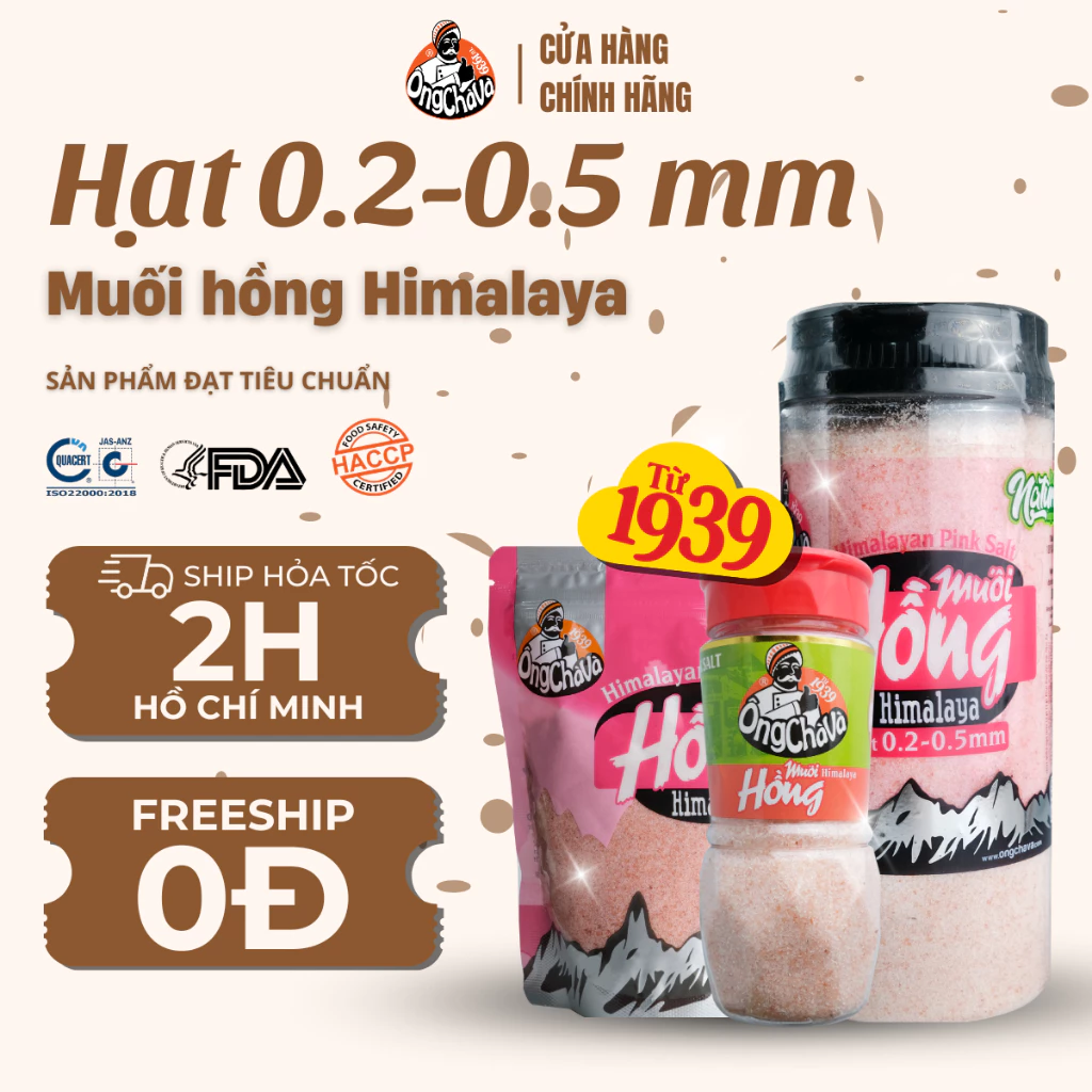 Muối Hồng Himalaya hạt 0.2-0.5mm thương hiệu Ông Chà Và - Hàng Chính Hãng