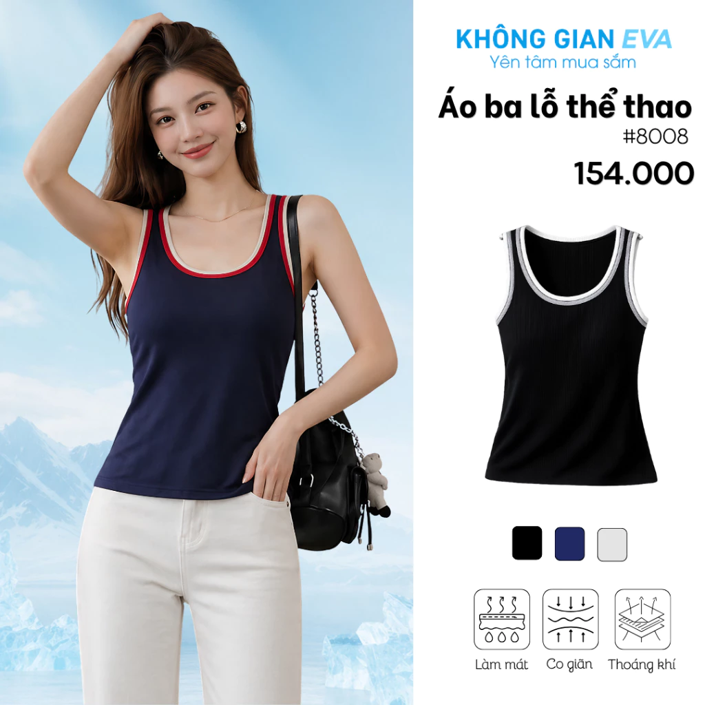 Áo Tank Top Nữ Có Mút Ngực Phối Viền Co Giãn 4 Chiều, Áo 2 Dây Ôm Body Thể Thao Năng Động Dáng Ba Lỗ 8008