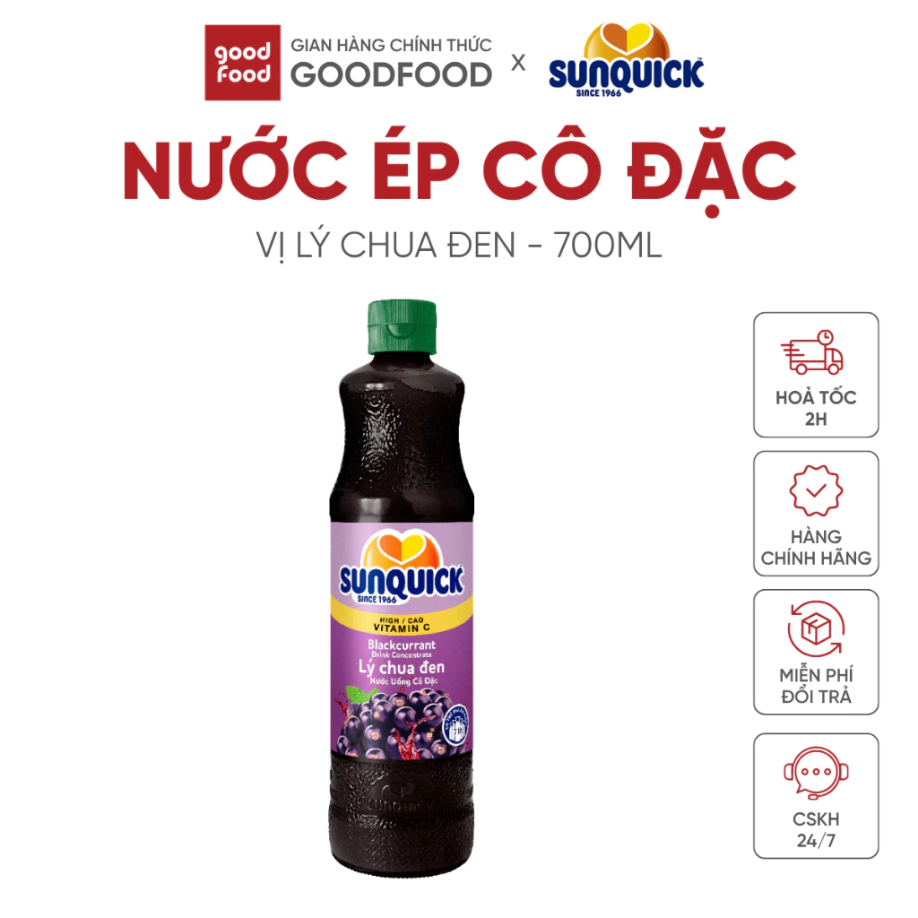 Nước ép trái cây cô đặc Sunquick lý chua đen 700ml nguyên chất - 1 chai