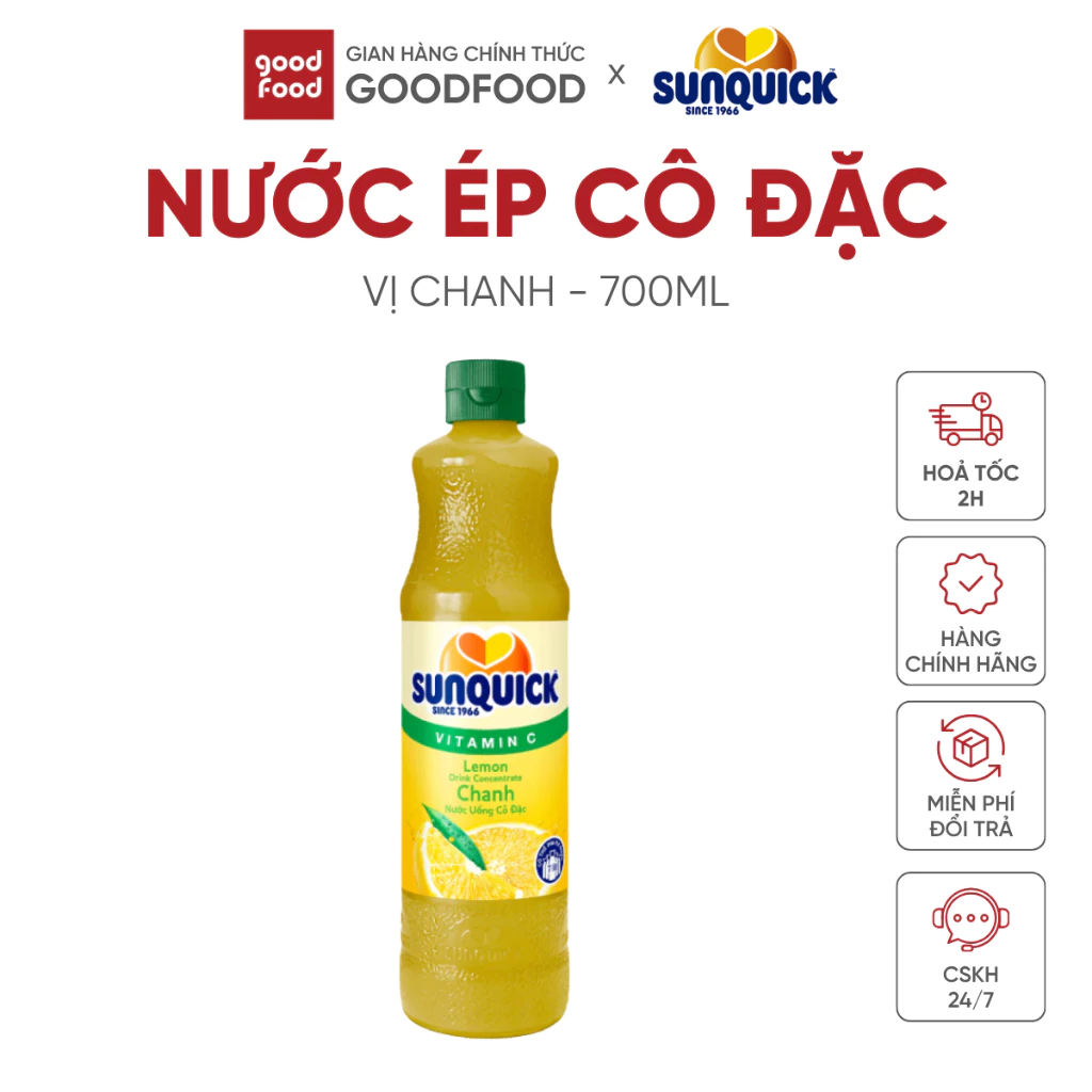 Nước ép trái cây cô đặc Sunquick vị chanh 700ml nguyên chất - 1 chai