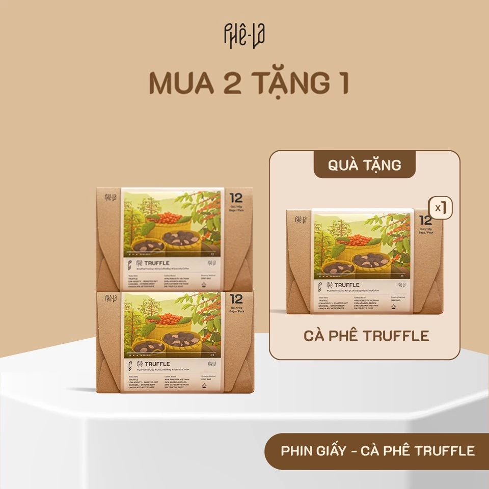 [MUA 2 TẶNG 1] Cà Phê Phin Giấy Truffle (Hộp 12 phin)