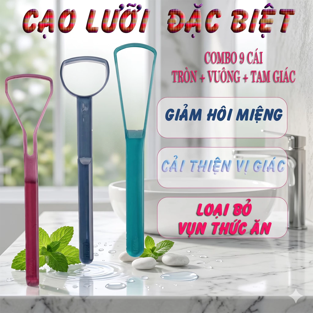 Combo 03 cạo lưỡi Silicon nhựa Dụng cụ nạo lưỡi Bàn chải vệ sinh lưỡi Cao cấp INOCHI