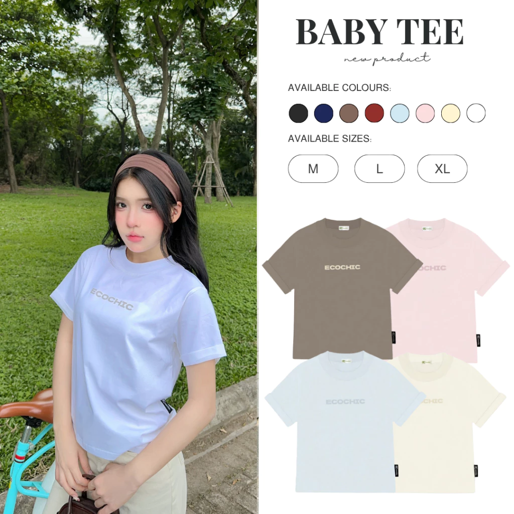 Áo Phông Baby Tee ECOCHIC B120 Chữ Dập Nổi Chất Liệu Thun Mỹ Vừa Vặn Local Brand Chính Hãng