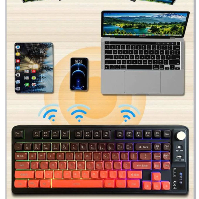Bàn phím giả cơ G85 Bluetooth - USB 2.4G Led RGB kết nối 3 chế độ sử dụng điện thoại, Mac, máy tính và laptop