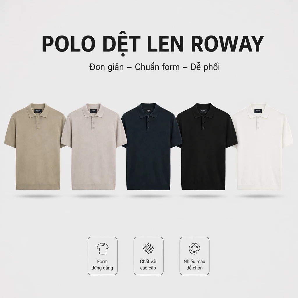 Áo Polo nam ROWAY Premium | Polo len trơn