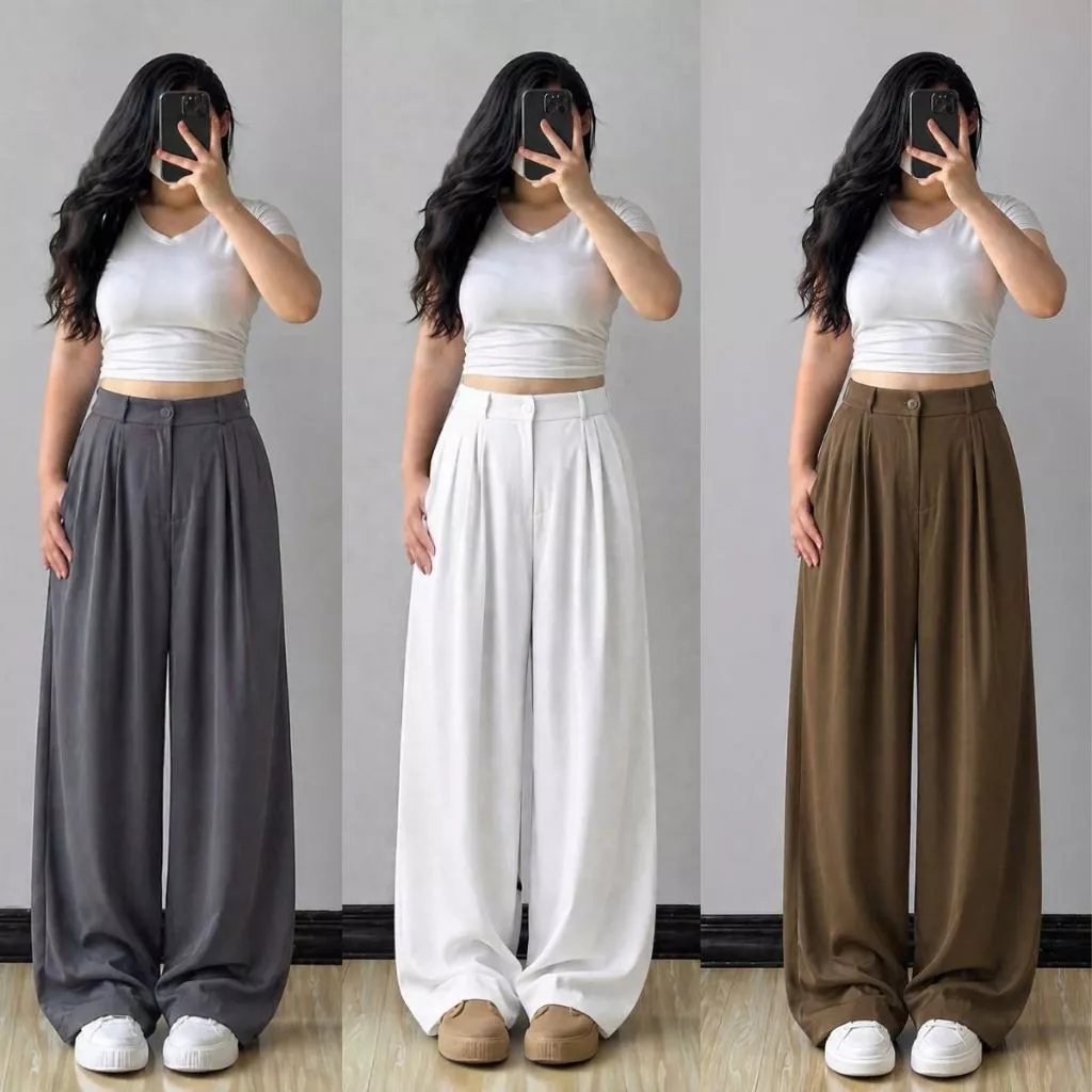 Quần bigsize nữ ống suông lưng cao mềm mại tôn dáng che khuyết điểm thoáng mát kiểu dáng basic dễ phối - Q552