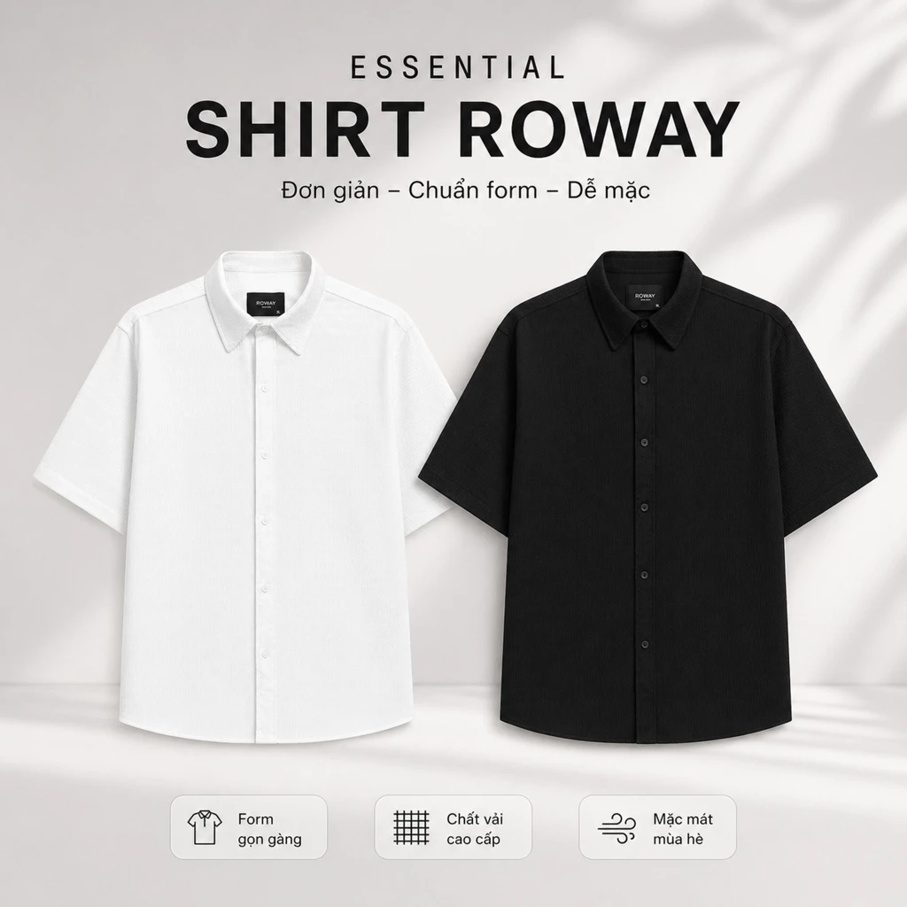 Áo sơ mi ROWAY form regular | Cộc tay đũi sóng