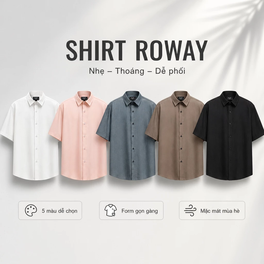 Áo sơ mi ROWAY form regular | Cộc tay đũi tơ