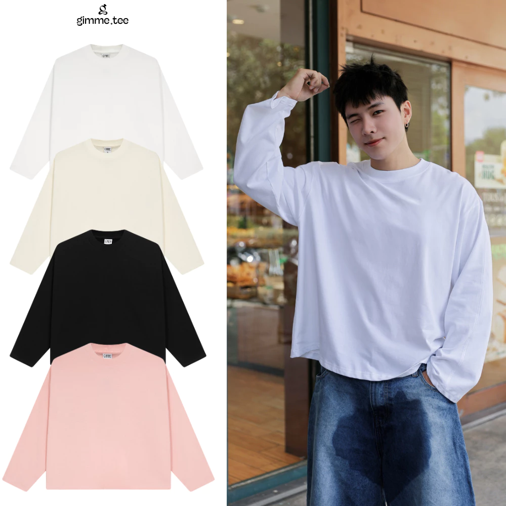Áo Thun Tay Dài Form Boxy Cotton Xịn - TRƠN  - Premium Cotton 250gsm - Áo Longsleev Boxy Unisex - GMTD9